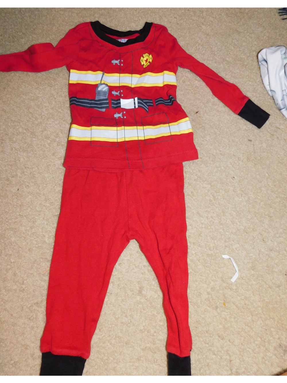 Old Navy Red Toddler Firefighter Pajama Top with Black Trim